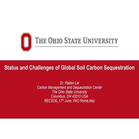 FAO Status and Challenges of Soil Carbon Sequestration 