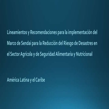 Lineamientos y recomendaciones para la estrategia regional de gestión de ries...