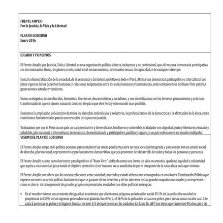 Frente amplio plan gobierno 2016 - Veronica Mendoza
