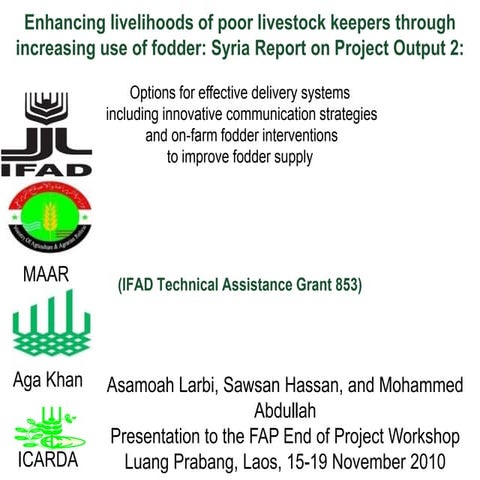 Enhancing livelihoods of poor livestock keepers through increasing use of fod...