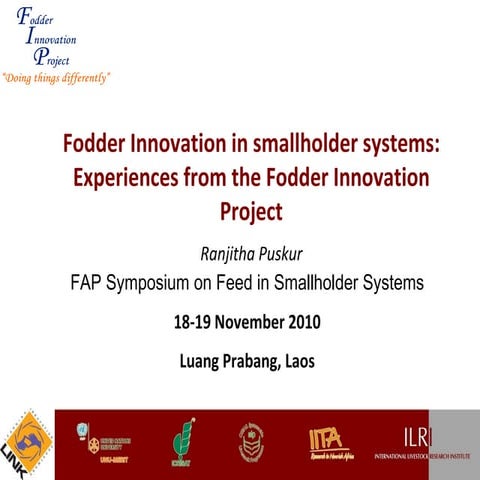 Fodder Innovation in smallholder systems: Experiences from the Fodder Innovat...