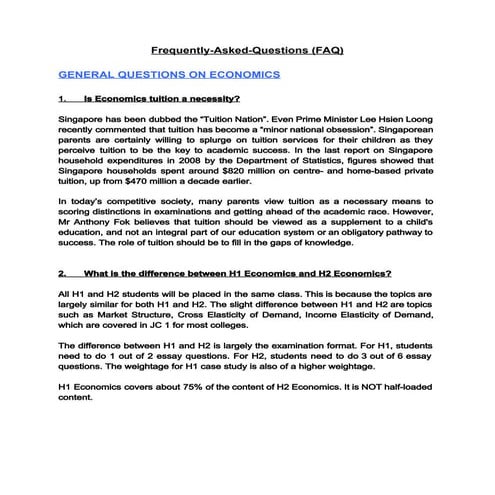 Singapore Economics Tuition | PDF