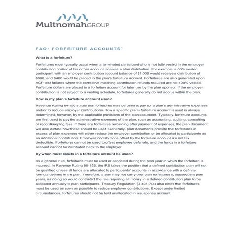 FAQ: Forfeiture Accounts