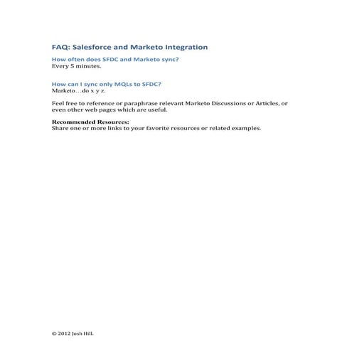 Marketo User Guide FAQ Example