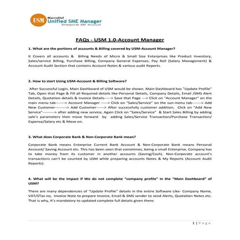 FAQs-Unified SME Manager(USM1.0) -Account Manager