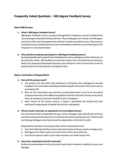 FAQs - 360 Degree Feedback Survey
