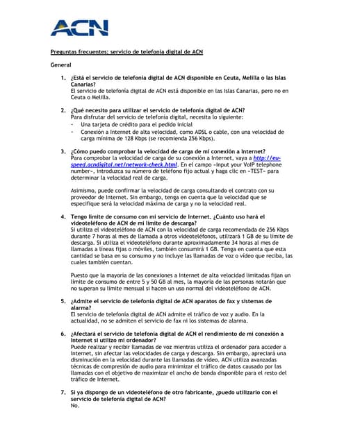 FAQ VIDEOTELEFONO DIGITAL ACN