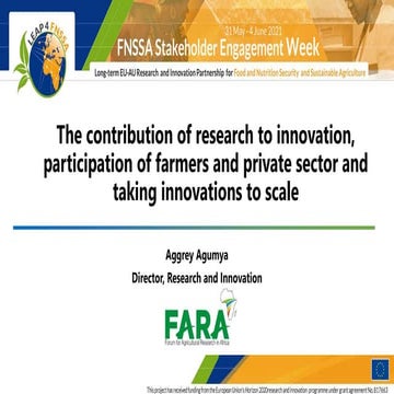 The contribution of research to innovation,  participation of farmers and pri...
