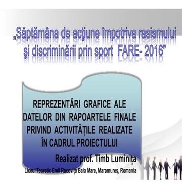 Proiectul  ,,Săptămâna de acţiune împotriva rasismului şi discriminării  prin sport  FARE- 2016