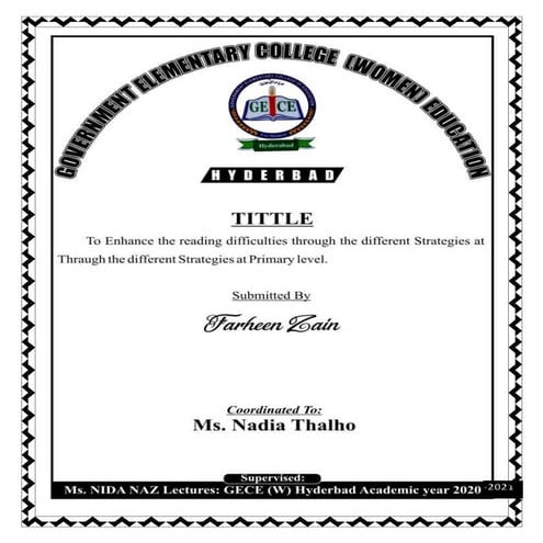 Enhance The Reading Abilities Of Students Through Different Strategies At Pri...