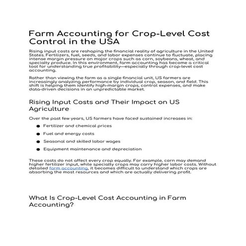Curated visual reference: Gallery Detail: Farm Accounting For Crop Level Cost Control In The Usa