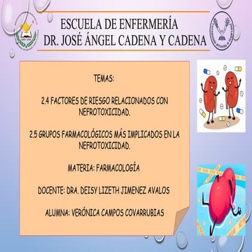Factores de riesgo relacionados con fármacos nefrotóxicos.
