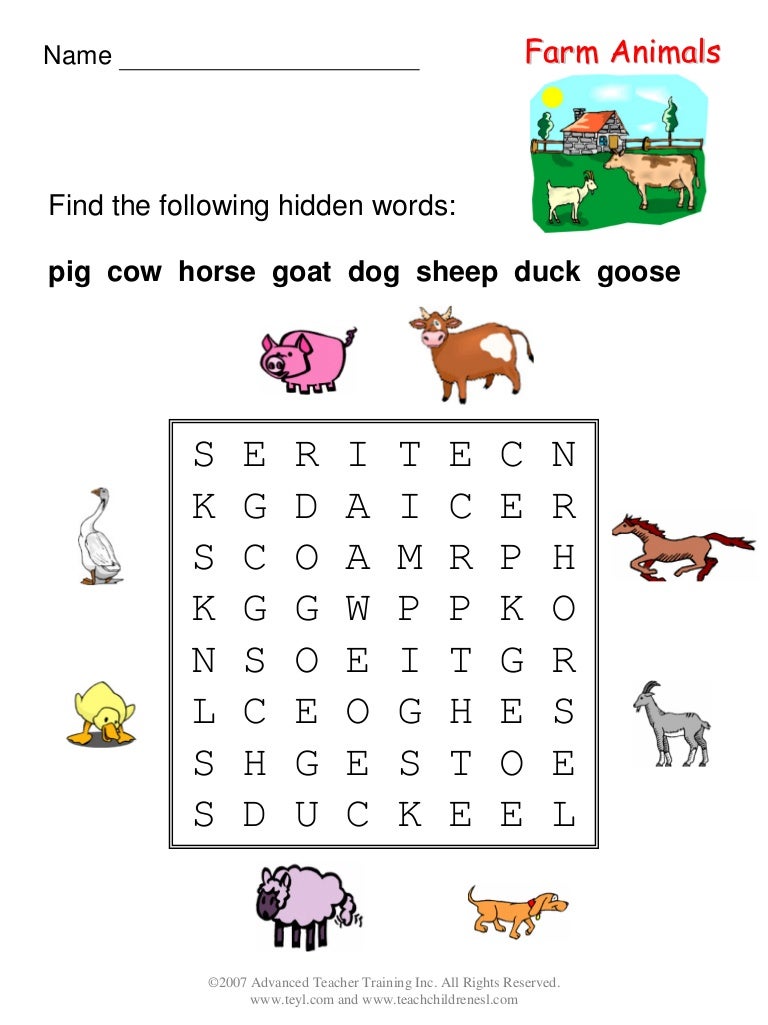Farm Animals Word search 1 Farm Animals Word search 1