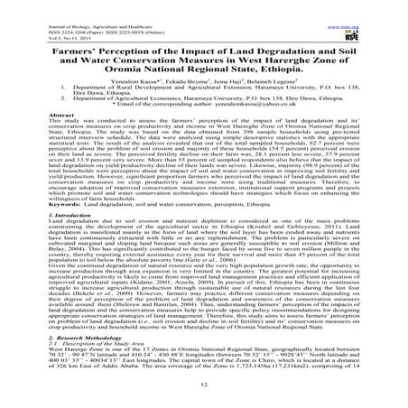 Farmers’ perception of the impact of land degradation and soil and ...