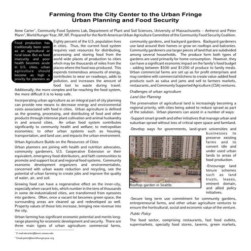 Urban Agriculture Fact Sheet: Farming From the City Center to the Urban Fring...