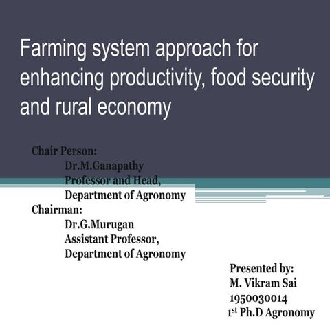 Farming system approach for food security and rural