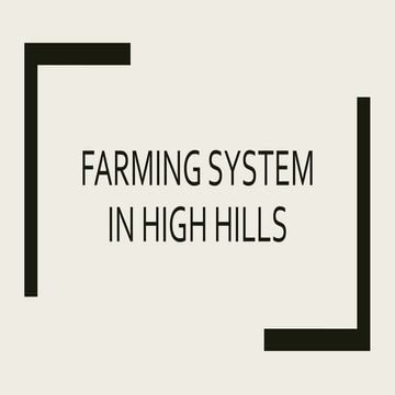 Farming System of High Hill (Mountain) in Nepal