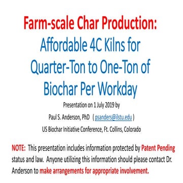 Farm-Scale Char Production: Affordable 4C Kilns for Biochar