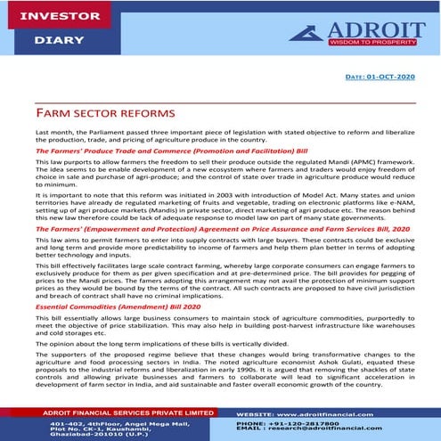 Farm Sector Reforms