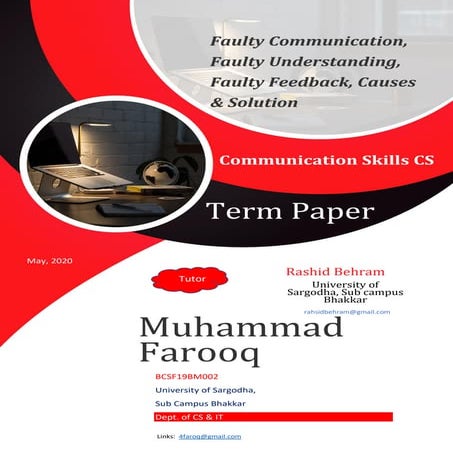 Faulty Communication , Faulty Feedback , Faulty Understanding, Causes and sol...