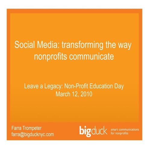 Social Media: transforming the way nonprofits communicate