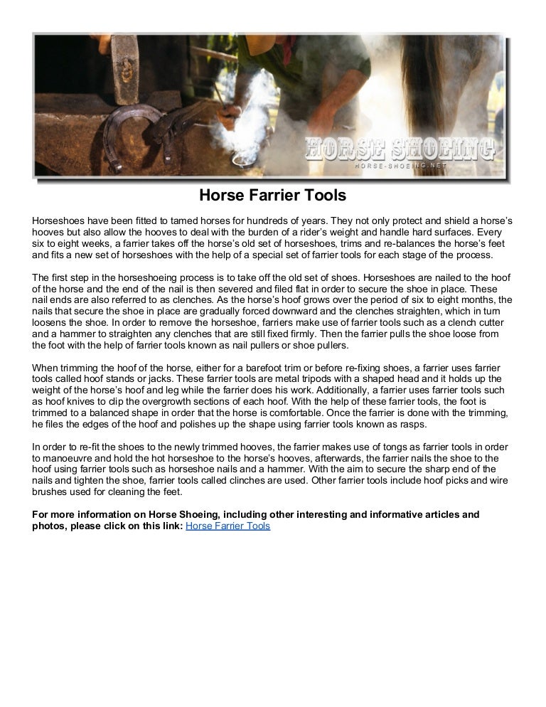 Horse Farrier Tools