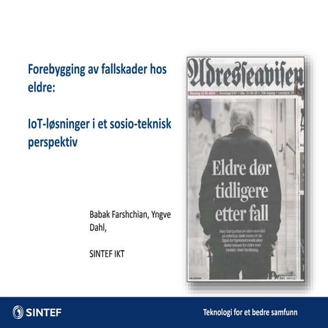 Forebygging av fallskader hos eldre: IoT-løsninger i et sosio-teknisk perspektiv
