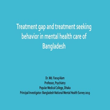 Treatment gap and treatment seeking behavior in mental health care of Bangladesh