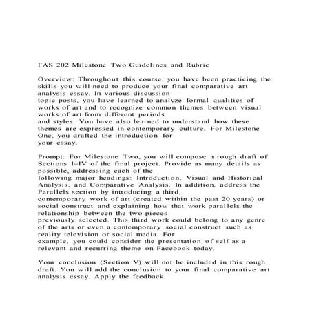FAS 202 Milestone Two Guidelines and Rubric Overview | DOCX