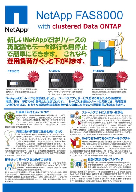 NetApp FAS8000 特徴とメリットのまとめ（２Page)