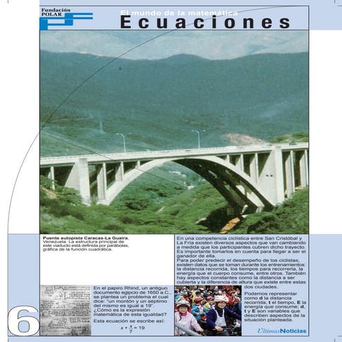 Fascículo 6. Ecuaciones.El mundo de la matemática Fundación Polar