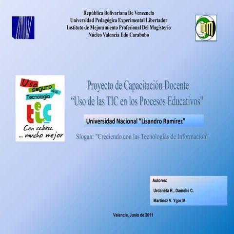 Proyecto De Capacitación Docente "Uso De Las Tic En Los Procesos Educativos"