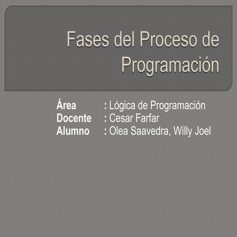 Fases del Proceso de Programación