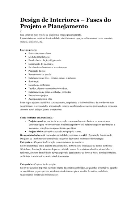 Etapas de-um projeto-de-design-de-interiores | PDF