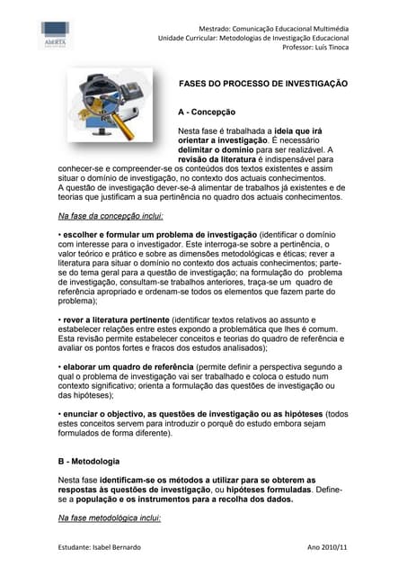 Fases processo investigacao