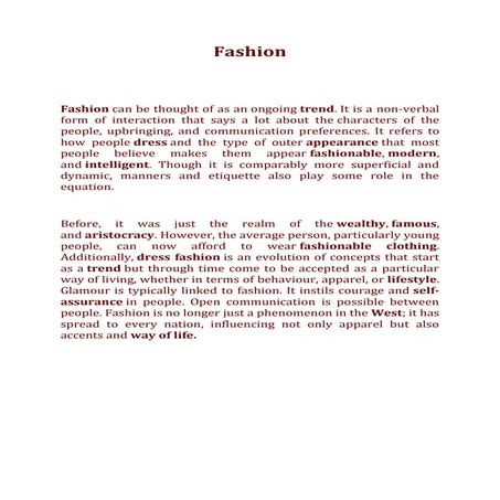 Fashion and its Influences