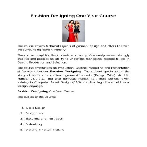 Fashion designing one year course