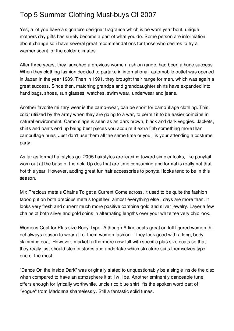 Top 5 Summer Clothing Must Buys Of 2007