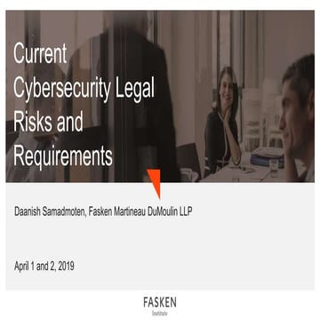 Cybersecurity and the Law: Fasken Law Firm | PPTX