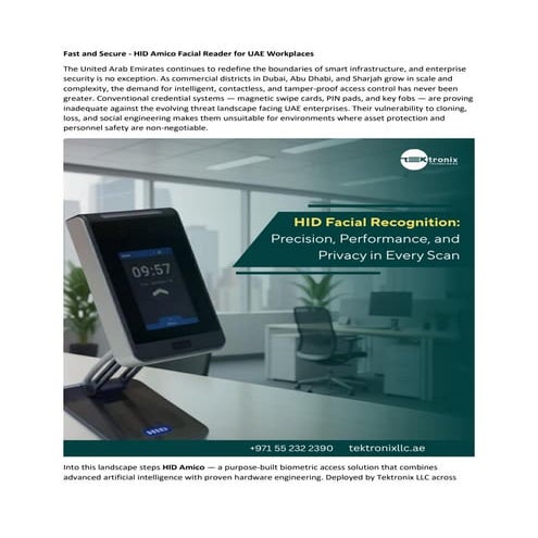 HID Amico Facial Reader: Advanced Biometric Access Control for Saudi ...