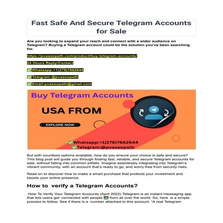 Fast Safe And Secure Telegram Accounts for Sale.pdf