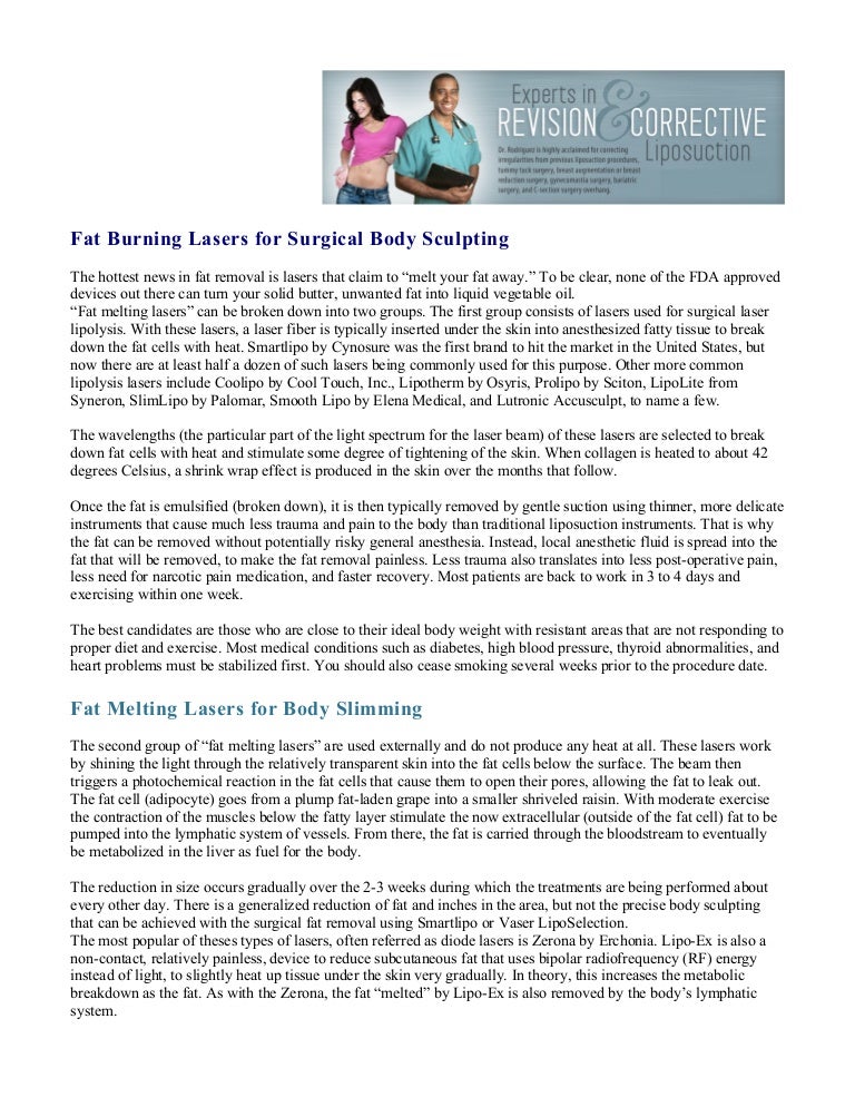 Fat burning surgical lasers and fat melting non surgical lasers