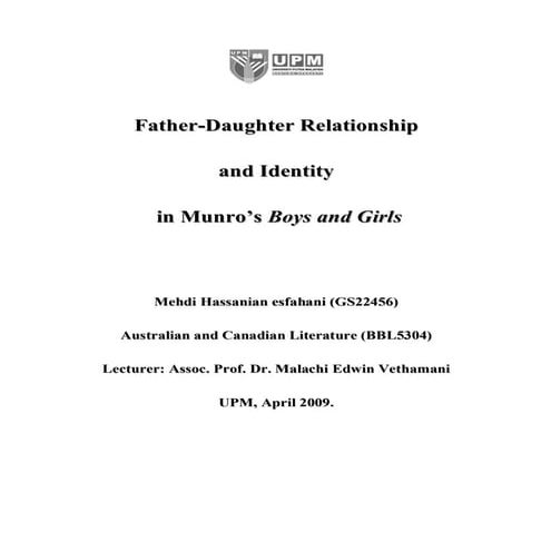 Father-Daughter Relationship and Identity in Munro’s Boys and Girls (draft)
