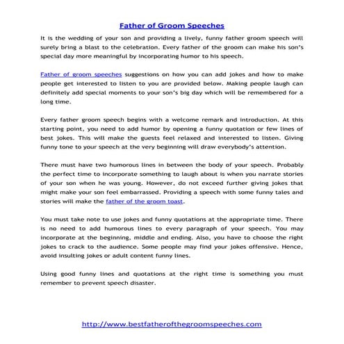 Father of Groom Speech – 4 Steps to Create a Wonderful Speech | PDF
