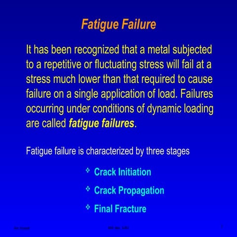 Fatigue failure presentation provides overview on types of fatigue failures