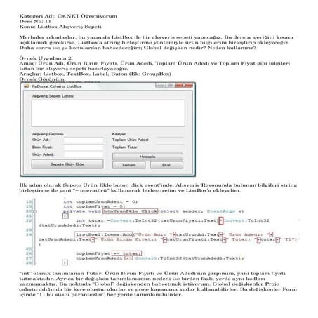 Fatih Yildizhan 11 List Box Ürün Ekleme
