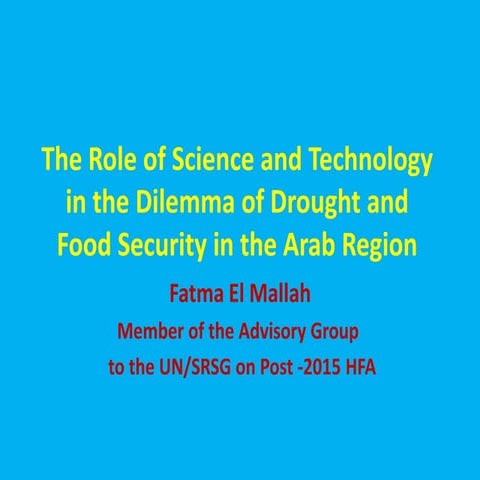 The Role of Science and Technology in the Dilemma of Drought and Food Securit...