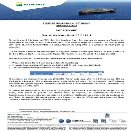 Plano de Negócios e Gestão 2015 – 2019 