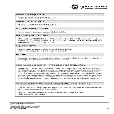 Fatores humanos que afetam a produtividade do trabalho