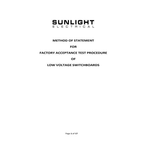Fat procedure for lv switchboards